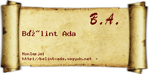 Bálint Ada névjegykártya
